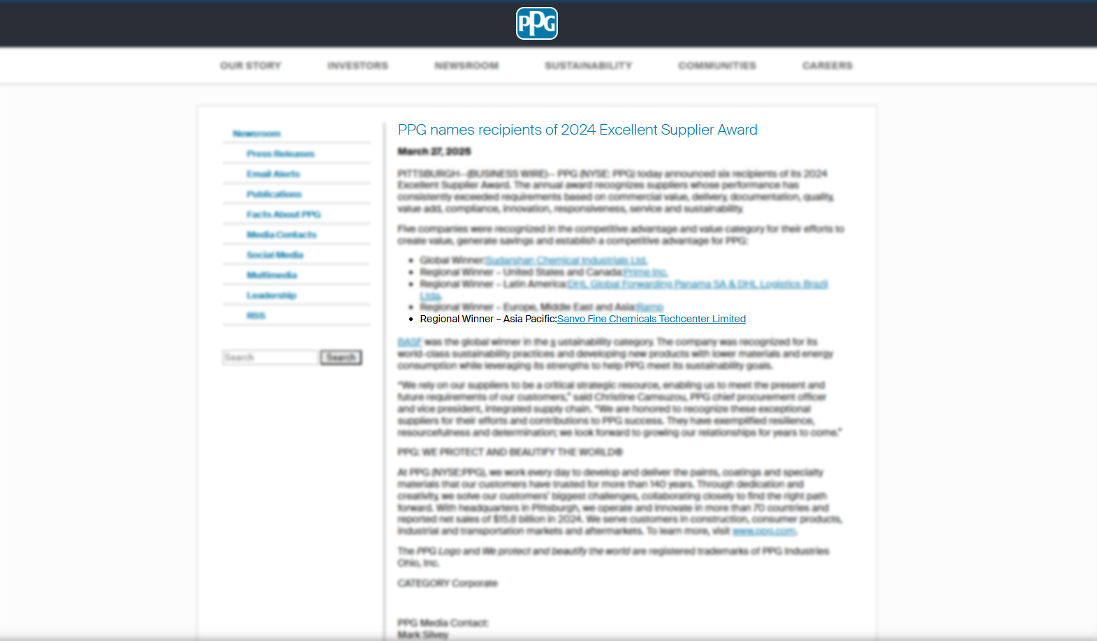 Deepening Excellence, Achieving Together | SANVO Honored with 2024 Excellent Supplier Award by PPG Group